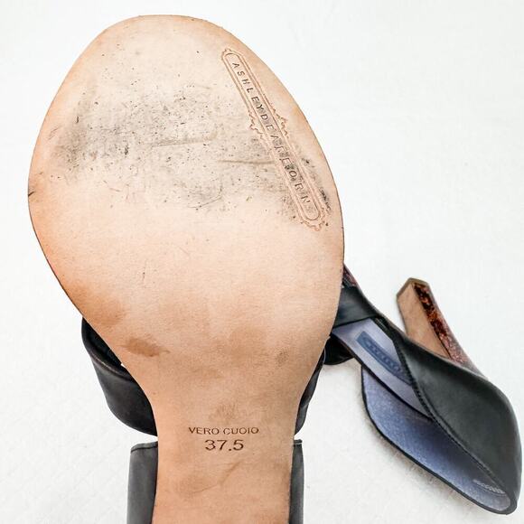 Ashley Dearborn Jane Black Platform Sandal Patterned Heel Size 37.5 NWOB - Picture 6 of 7